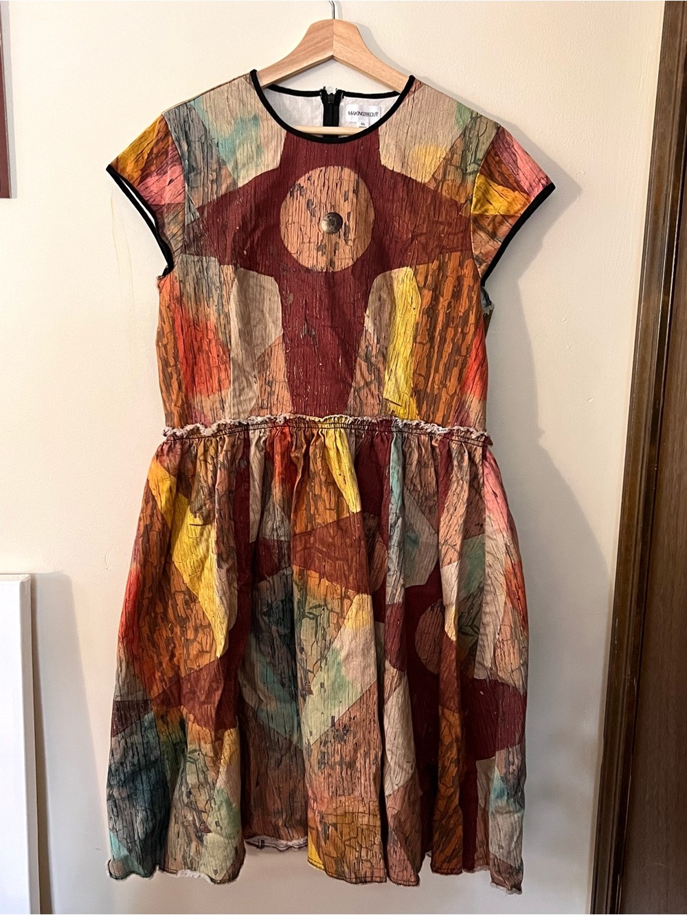 Making the Cut Abstract Patchwork Mini Dress — Multicolor